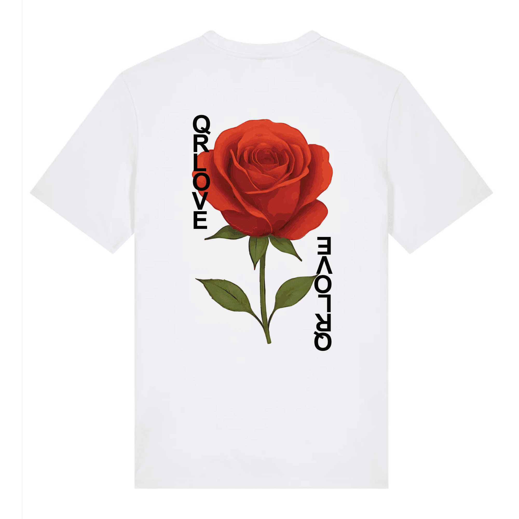 T-shirt manches courtes blanc + 3 cartes QR LOVE offertes