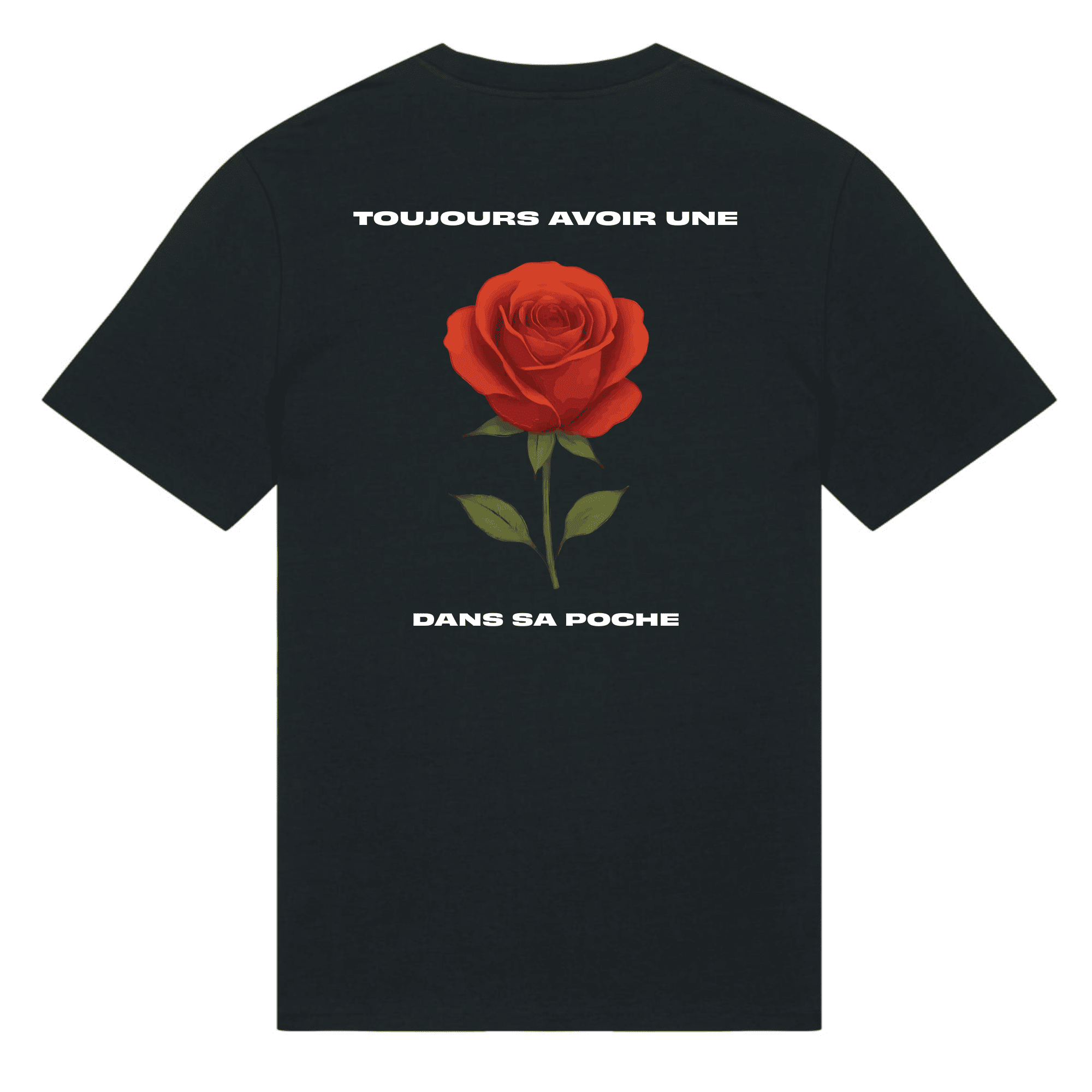 T-shirt manches courtes poche noir + 3 cartes QR LOVE offertes